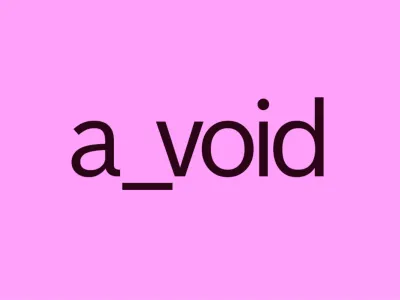 a_void logo against a bright pink background